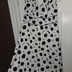 AB STUDIOS Halter Black and White Geometric Dress